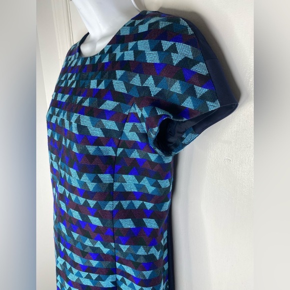 J Crew Geometric Blue and Black Dress - Picture 2 of 6